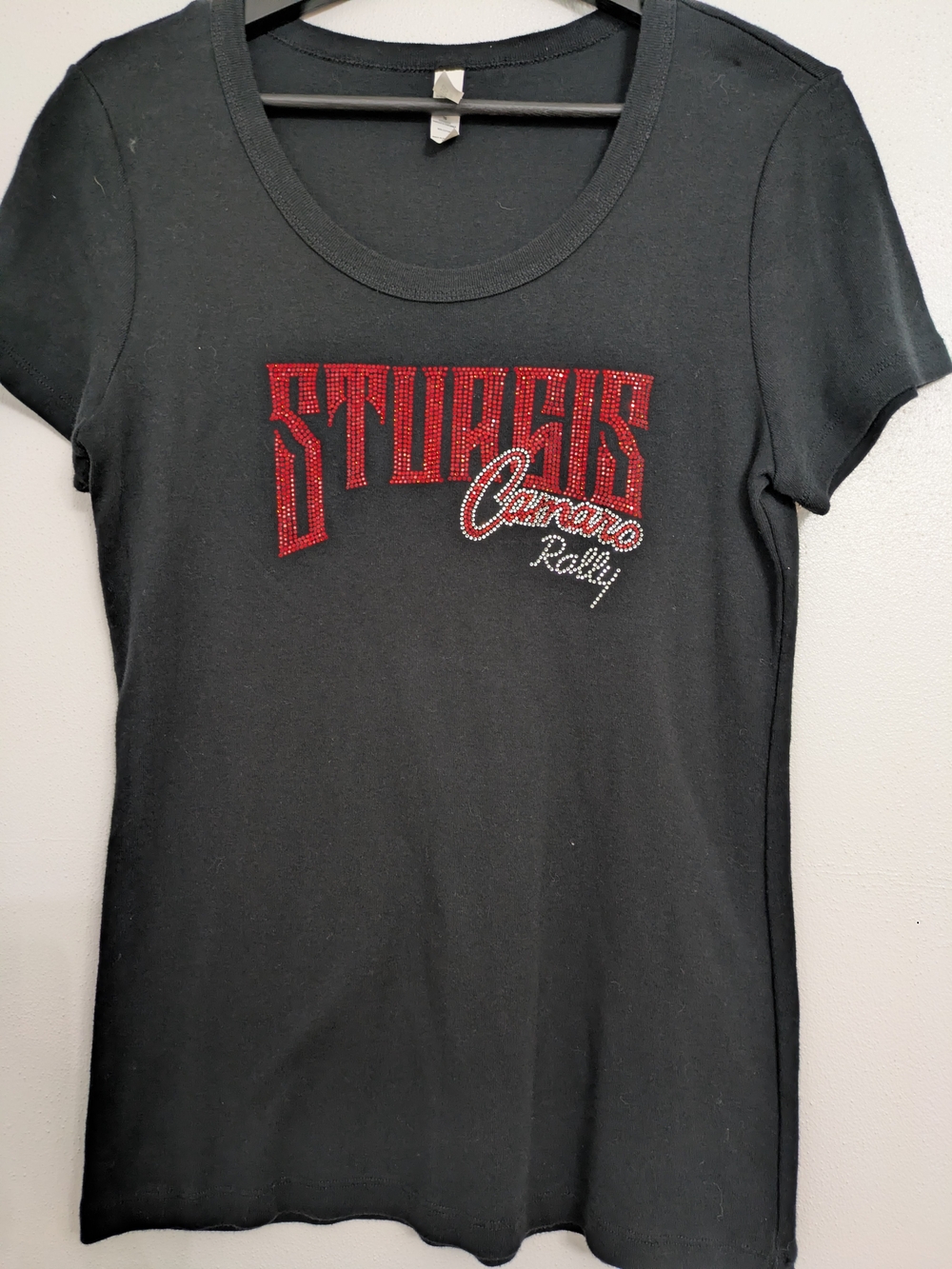 Bella Canvas Black Short Sleeve Tee with Red Rhinestone Graphic